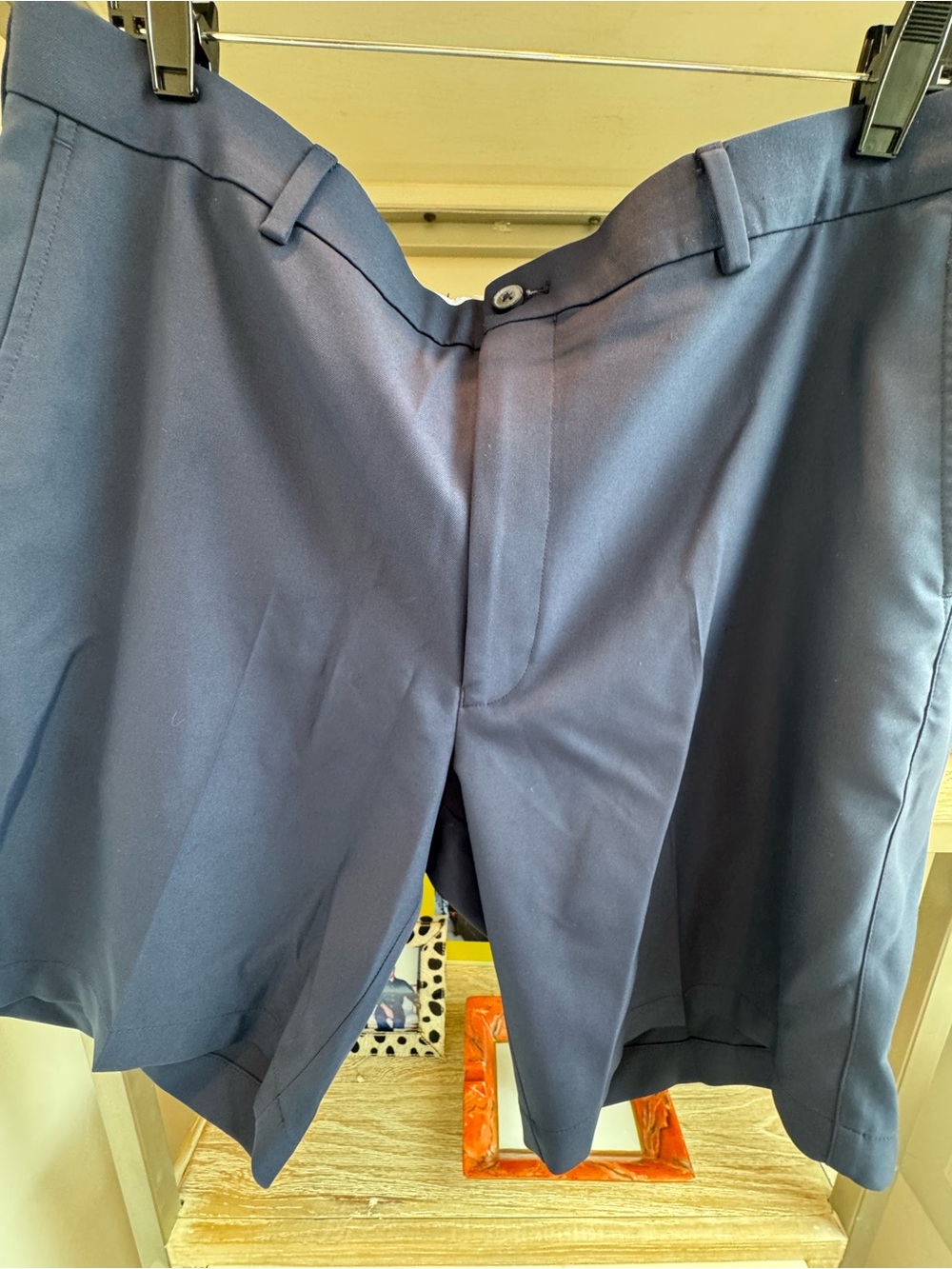 Peter Millar Navy Flat-Front Performance Shorts